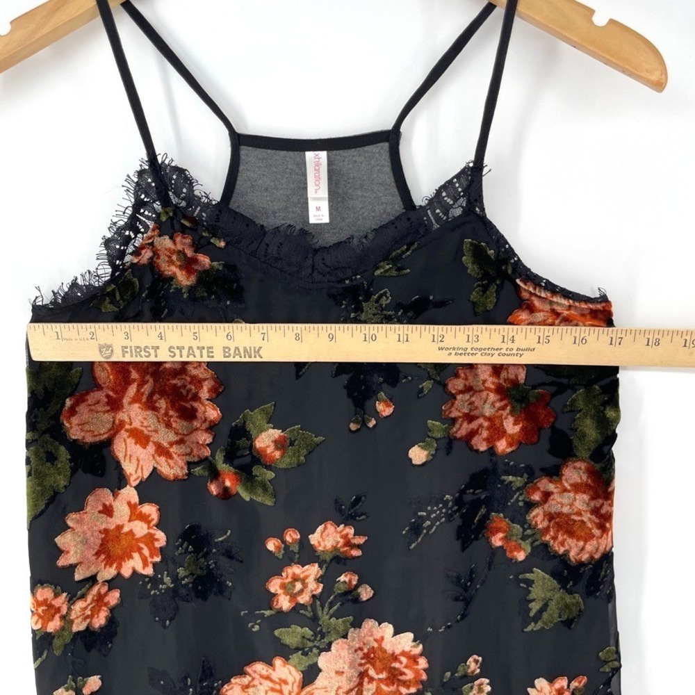 Xhilaration Y2K Floral Velvet Burnout Tank Top Size M Bloomcore Whimsigoth Fairy - Picture 3 of 10